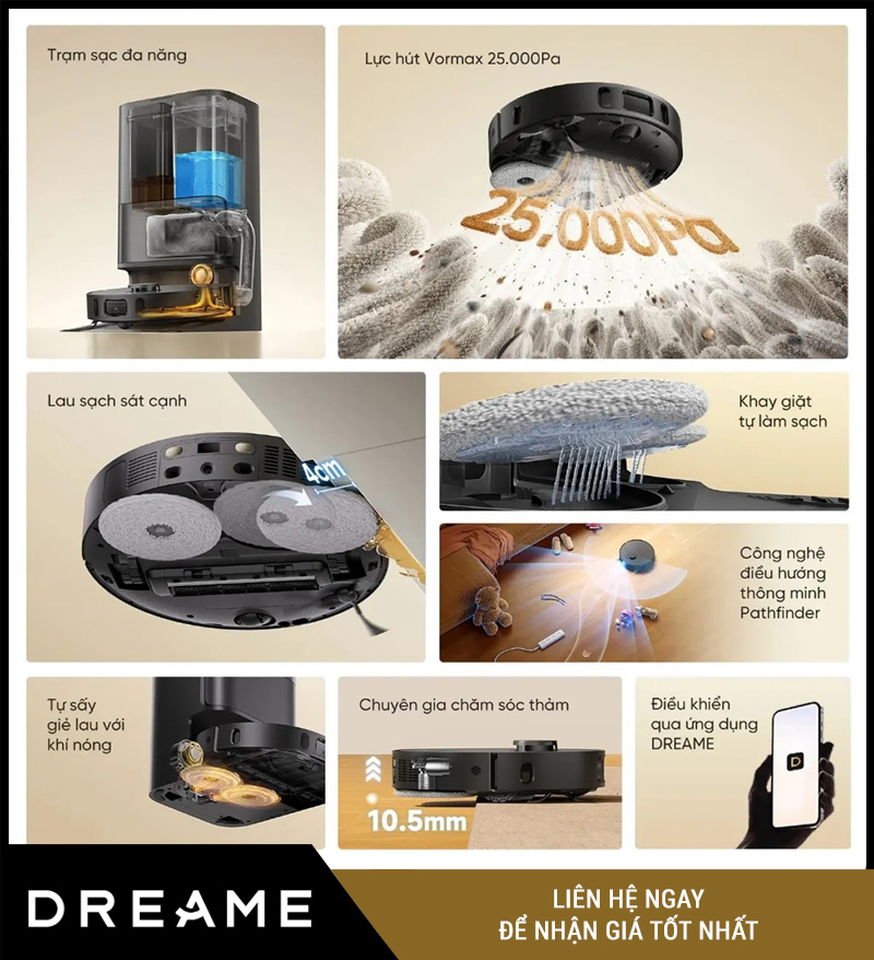 Dreame D30 Ultra CE Trắng/Đen - Robot hút bụi lau nhà