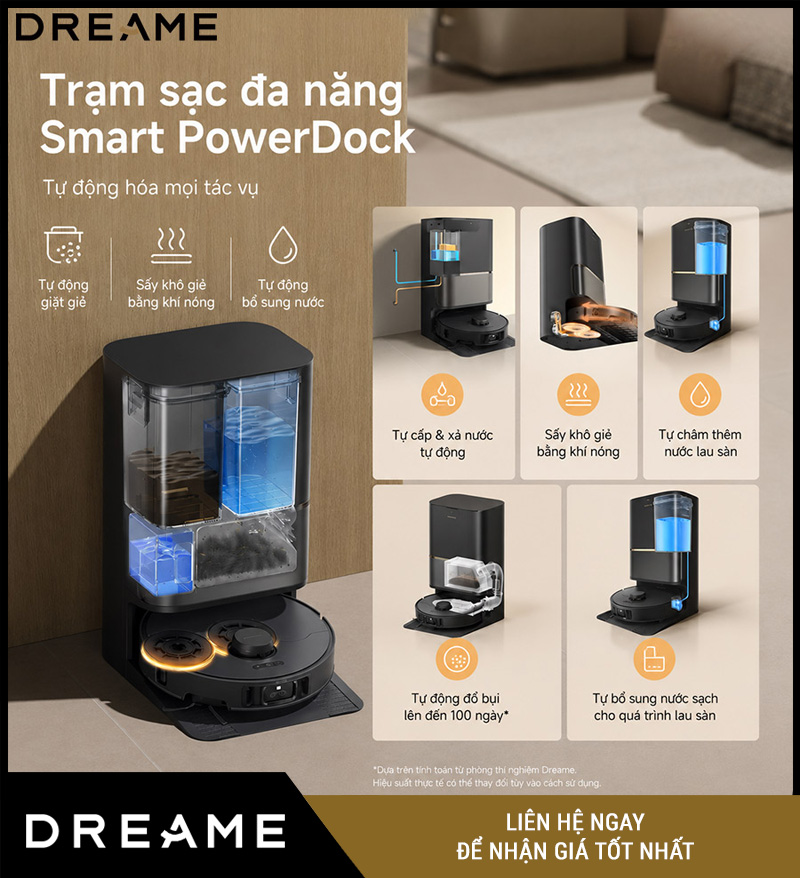 Dreame L50s Pro Ultra Trắng/Đen - Robot Hút Bụi Lau Nhà