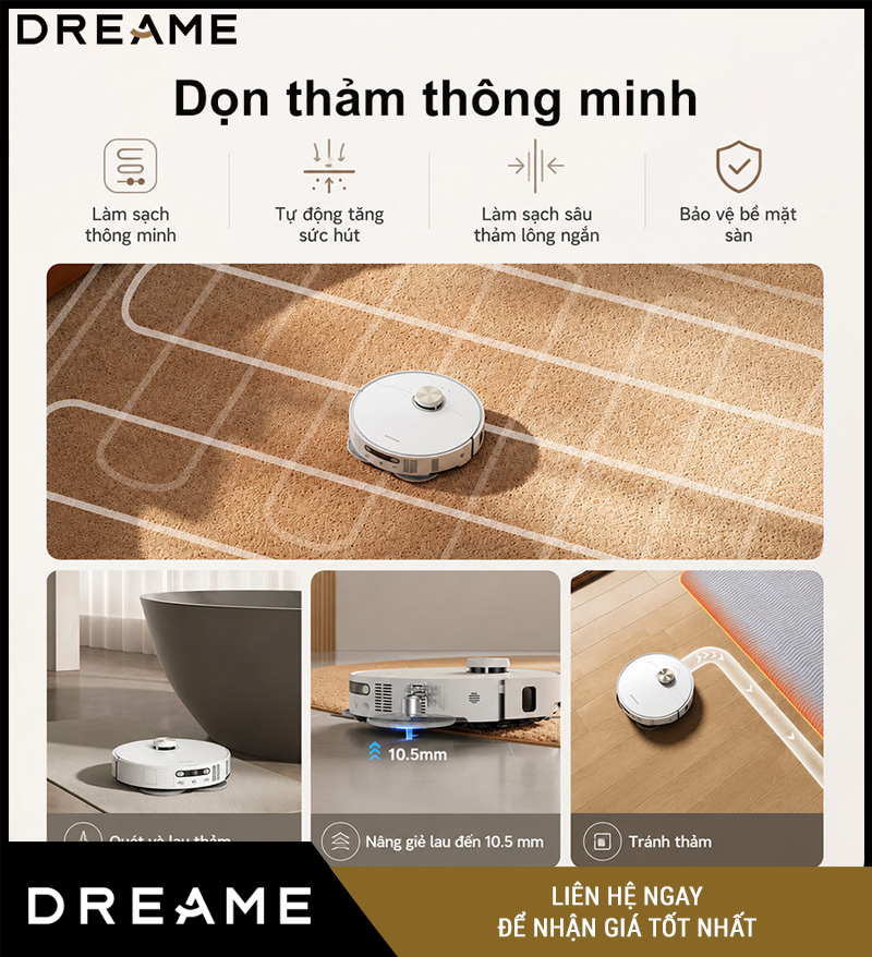Dreame L50s Pro Ultra Trắng/Đen - Robot Hút Bụi Lau Nhà