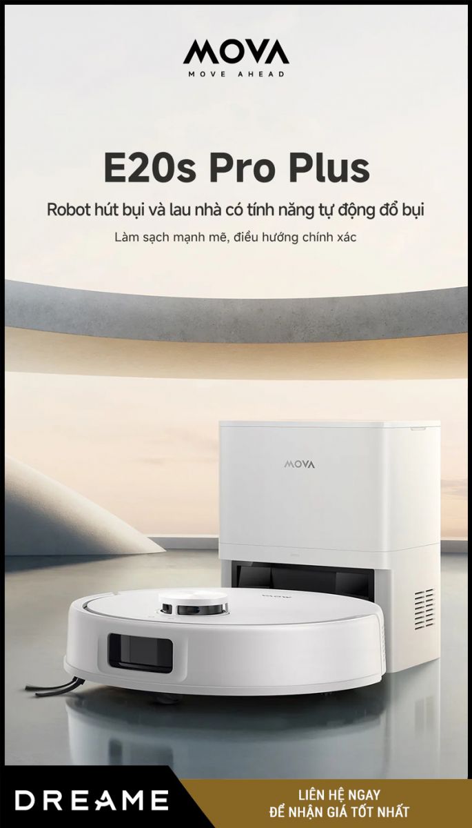 Mova E20s Pro Plus Trắng - Robot Hút Bụi Lau Nhà