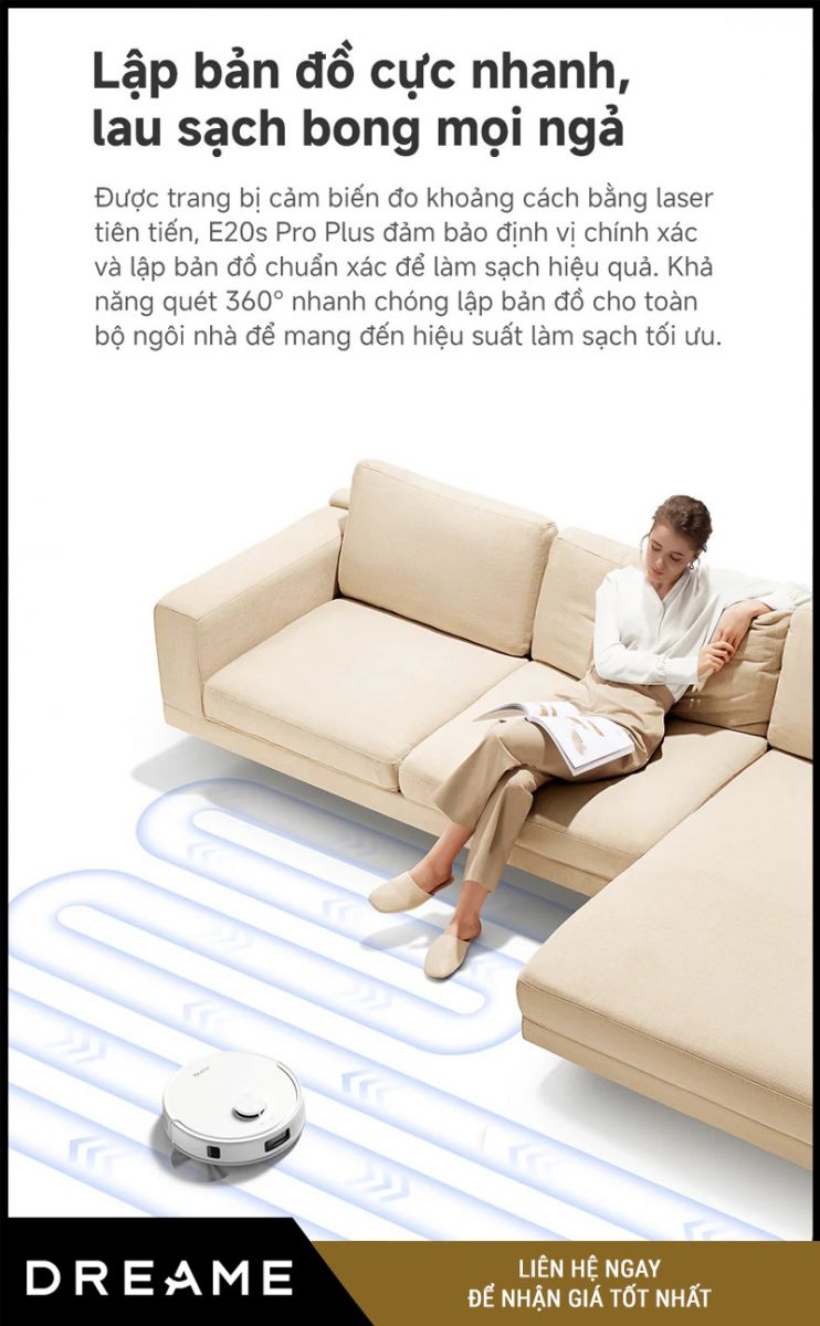 Mova E20s Pro Plus Trắng - Robot Hút Bụi Lau Nhà