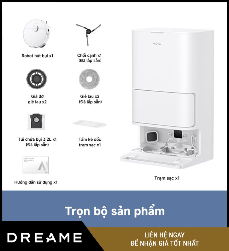 Mova E40 Ultra Trắng - Robot hút bụi lau nhà