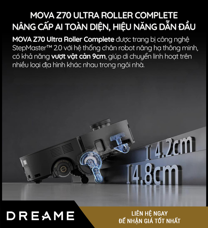 Mova Z70 Ultra Roller Complete Đen - Robot hút bụi lau nhà