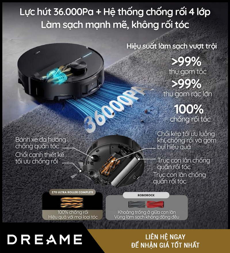 Mova Z70 Ultra Roller Complete Đen - Robot hút bụi lau nhà