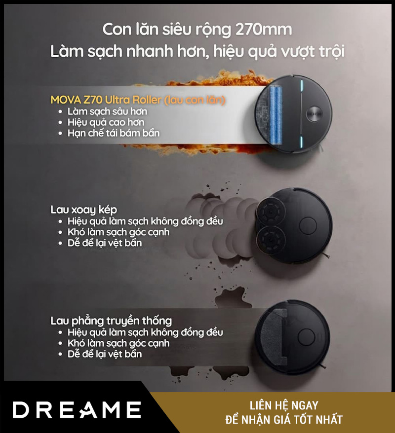 Mova Z70 Ultra Roller Complete Đen - Robot hút bụi lau nhà
