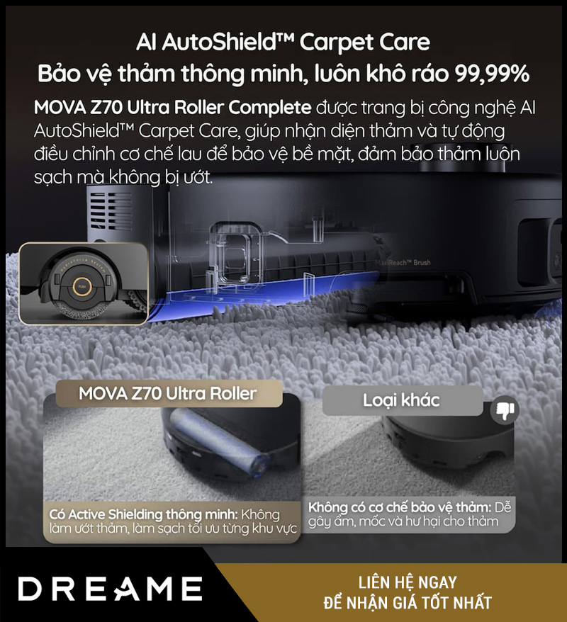 Mova Z70 Ultra Roller Complete Đen - Robot hút bụi lau nhà