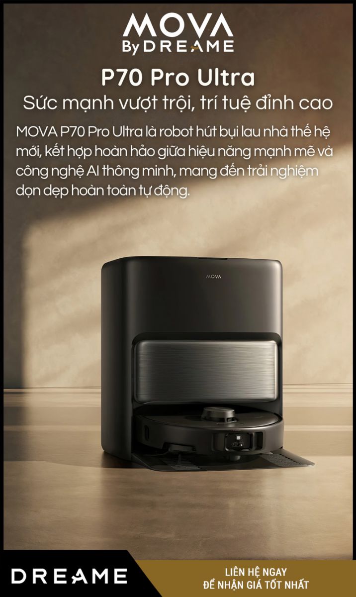 Mova P70 Pro Ultra Đen - Robot hút bụi lau nhà
