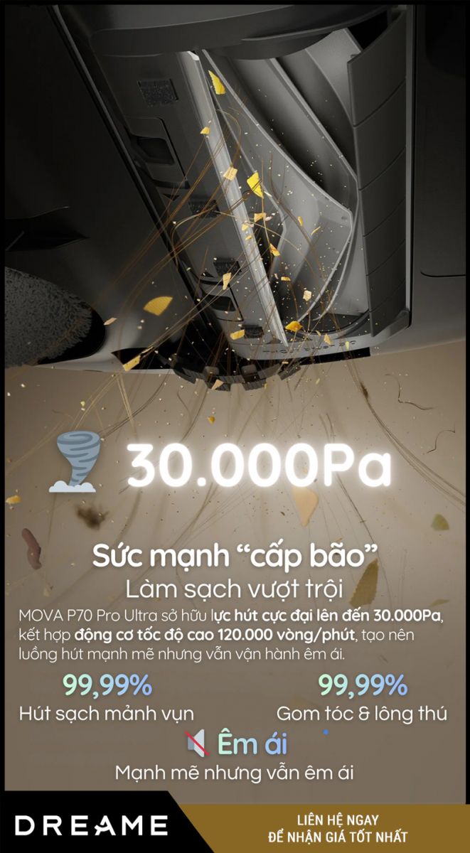 Mova P70 Pro Ultra Đen - Robot hút bụi lau nhà