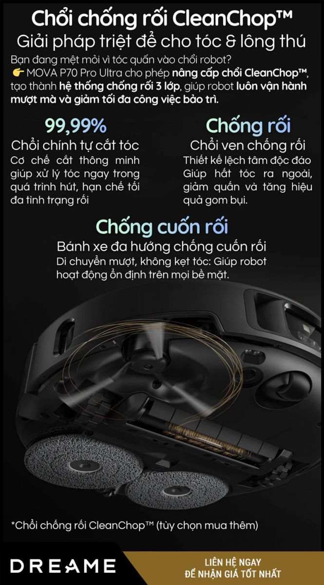 Mova P70 Pro Ultra Đen - Robot hút bụi lau nhà