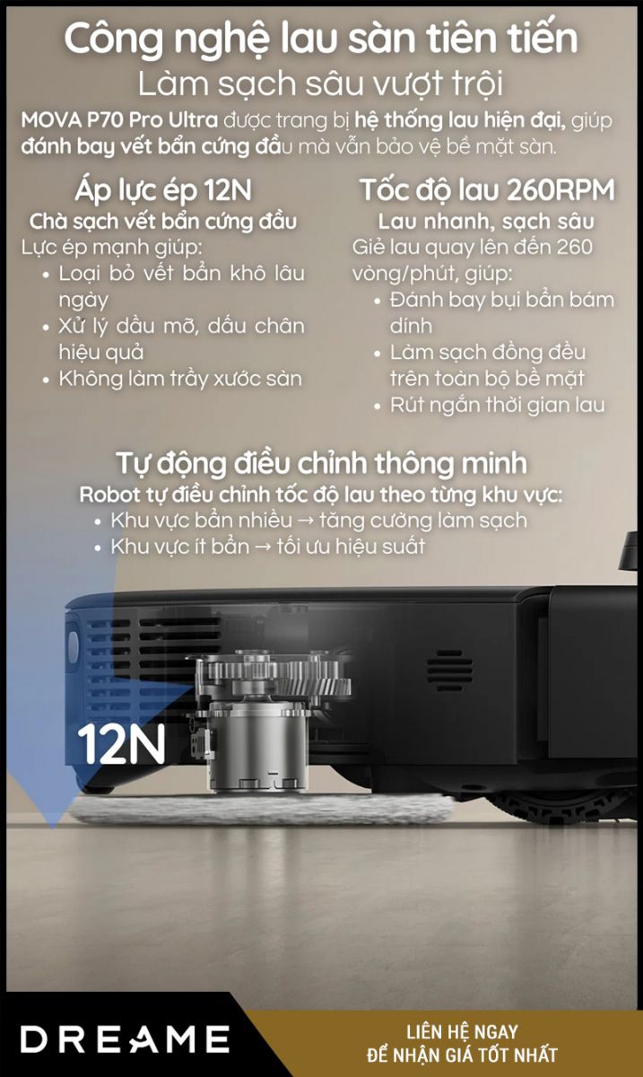 Mova P70 Pro Ultra Đen - Robot hút bụi lau nhà