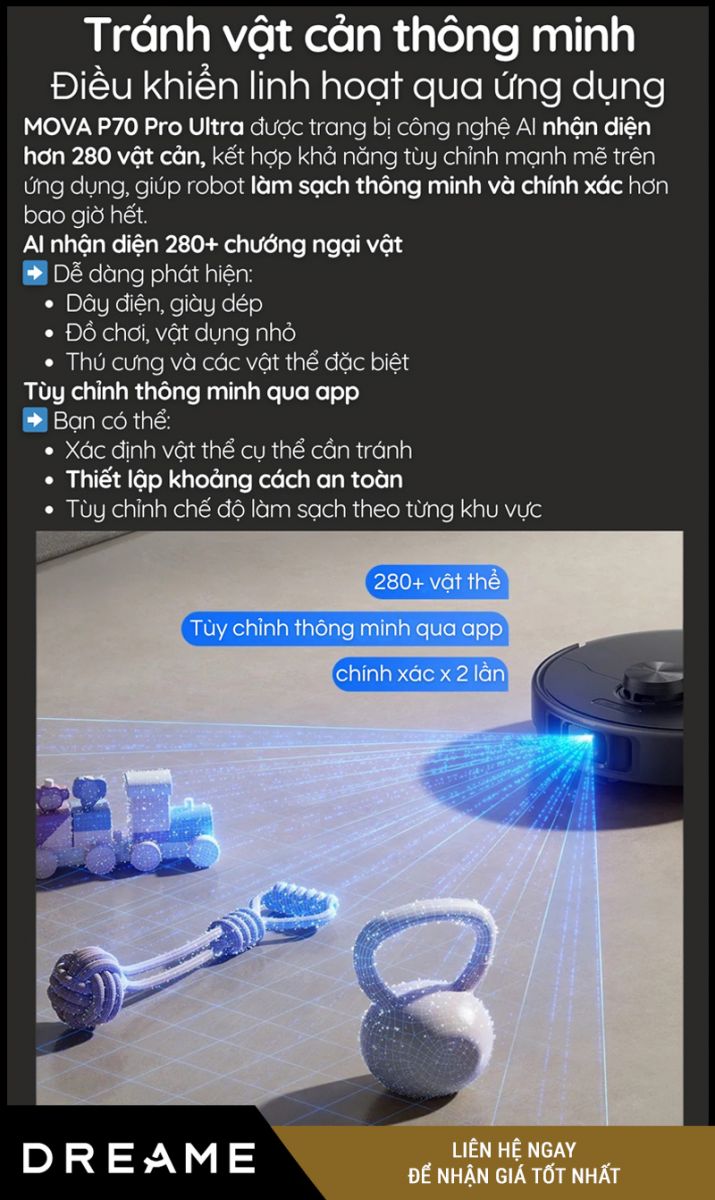 Mova P70 Pro Ultra Đen - Robot hút bụi lau nhà