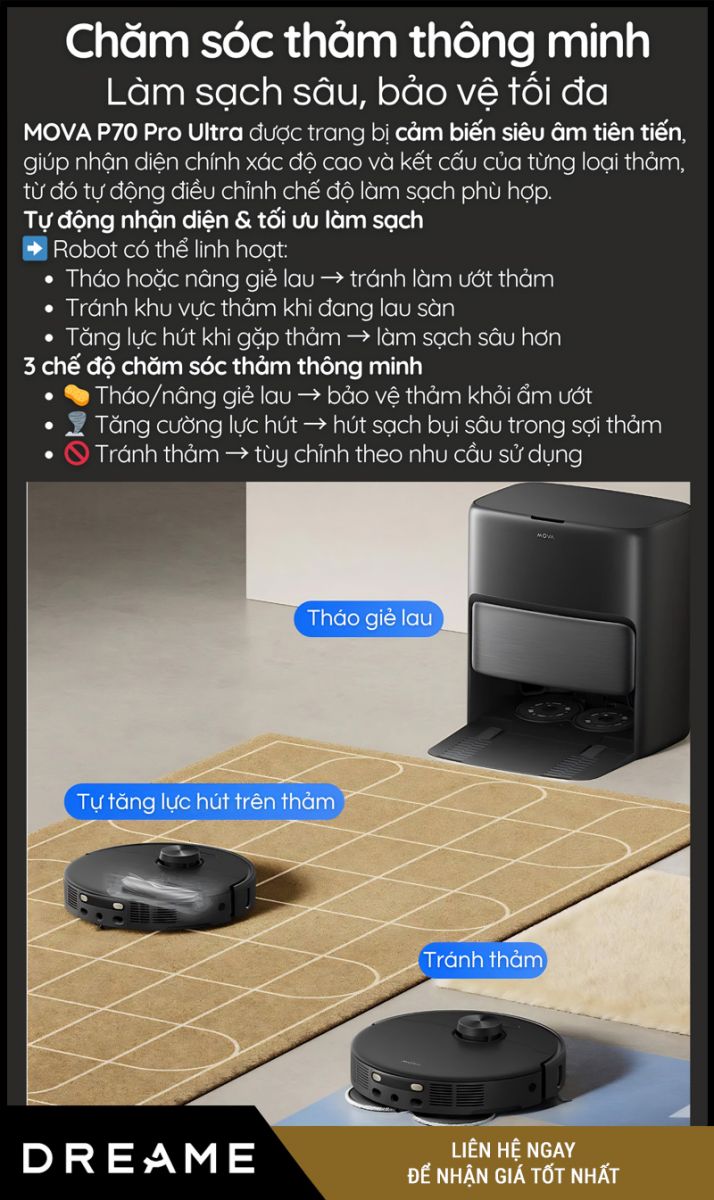 Mova P70 Pro Ultra Đen - Robot hút bụi lau nhà
