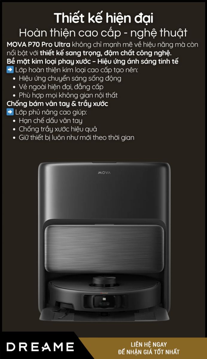 Mova P70 Pro Ultra Đen - Robot hút bụi lau nhà