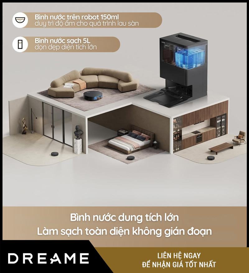Mova S70 Roller Trắng/Đen - Robot hút bụi lau nhà